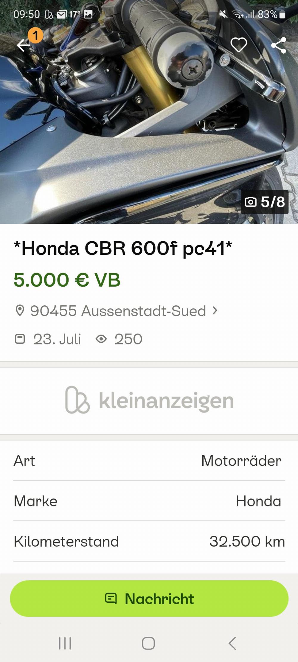 Motorrad verkaufen Honda CBR 600f  Ankauf